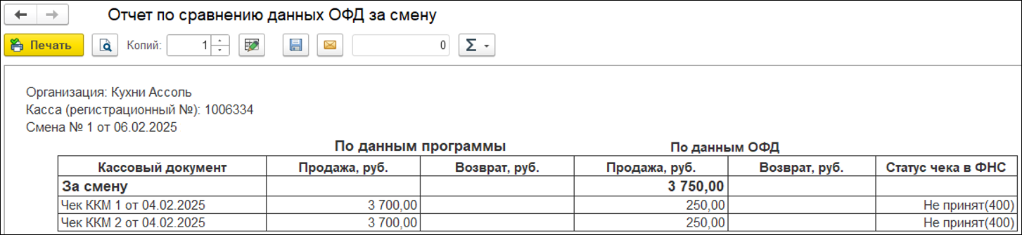 Новое в 1С:УНФ: проверка статусов чеков в сервисе 1С-Чеки ОФД