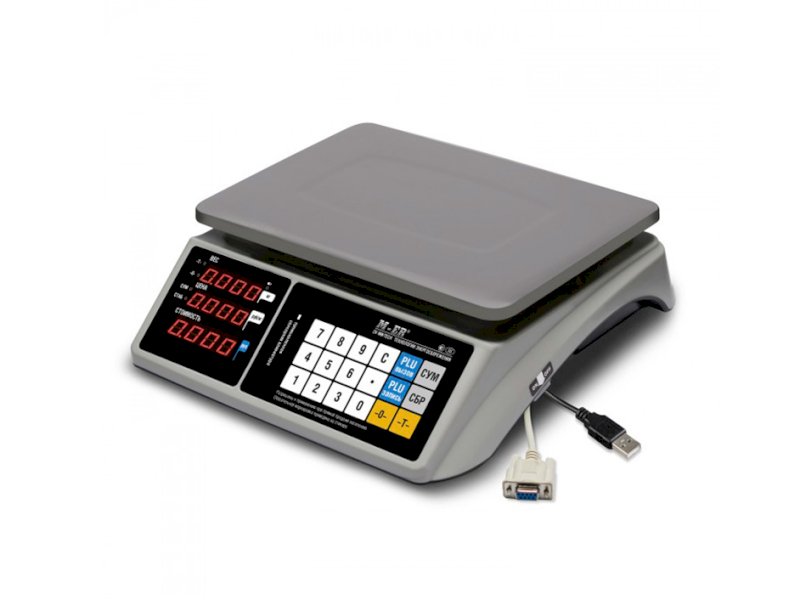 Весы настольные торговые с интерфейсами для подключения к ПК M-ER 328 AC-32.5 TOUCH-M LED RS232 и USB