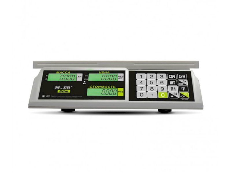 Весы настольные торговые без подключения к ПК M-ER 326 AC-15.2 Slim LCD Белые