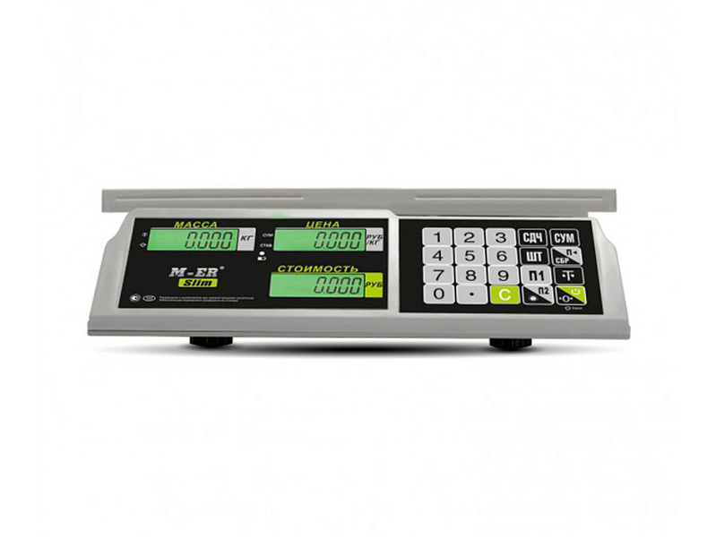 Весы настольные торговые без подключения к ПК M-ER 326 AC-32.5 Slim LCD Белые